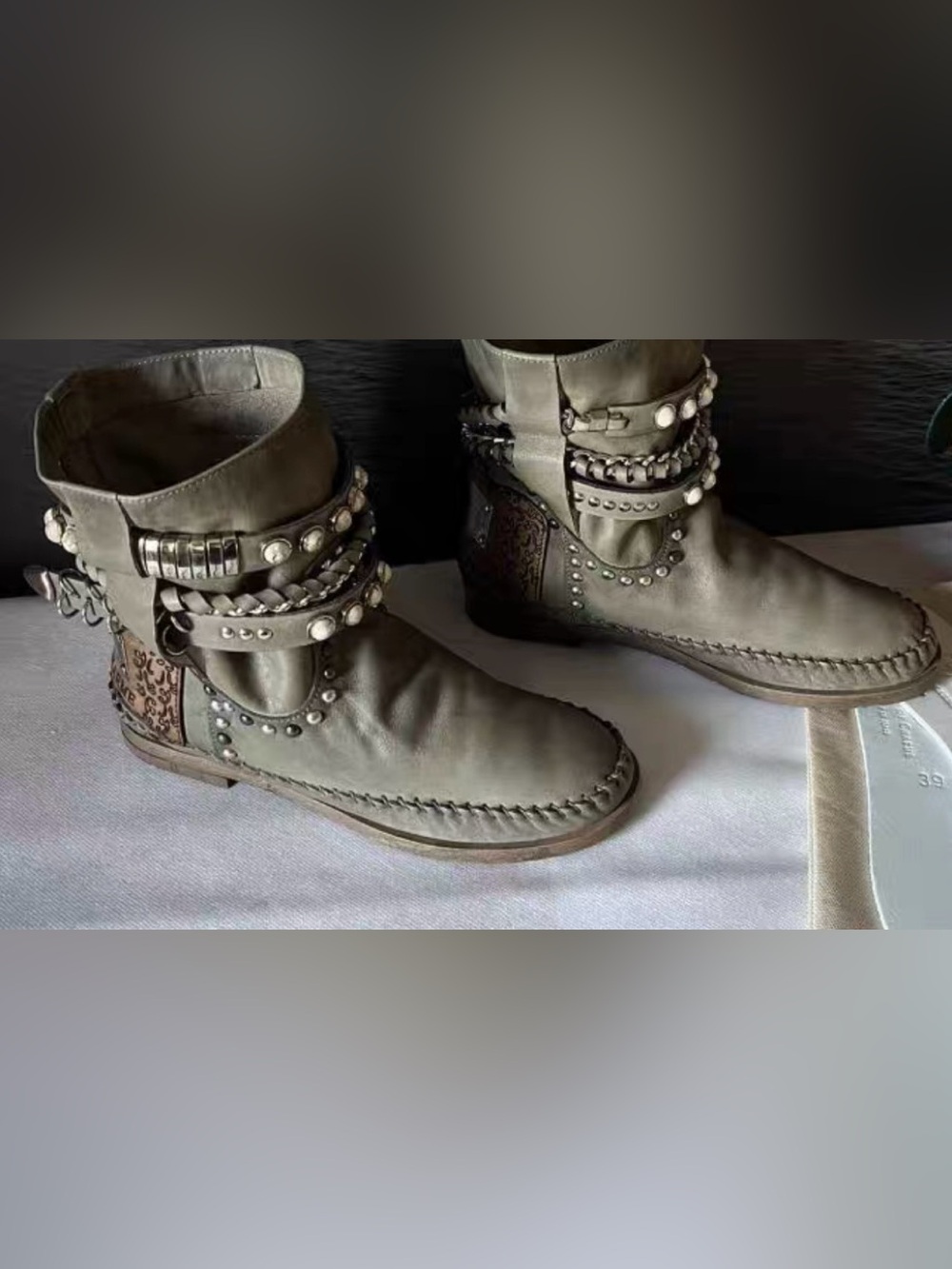 Stra2 Queen Boots by Karma of Charma Studded Leather Ankle Boots